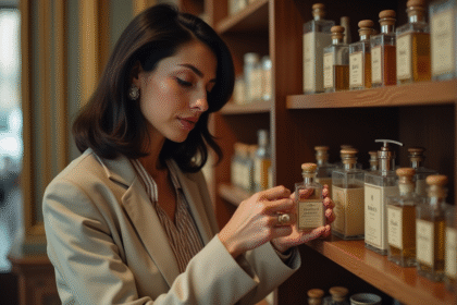 Femme élégante dans une boutique vintage parisienne