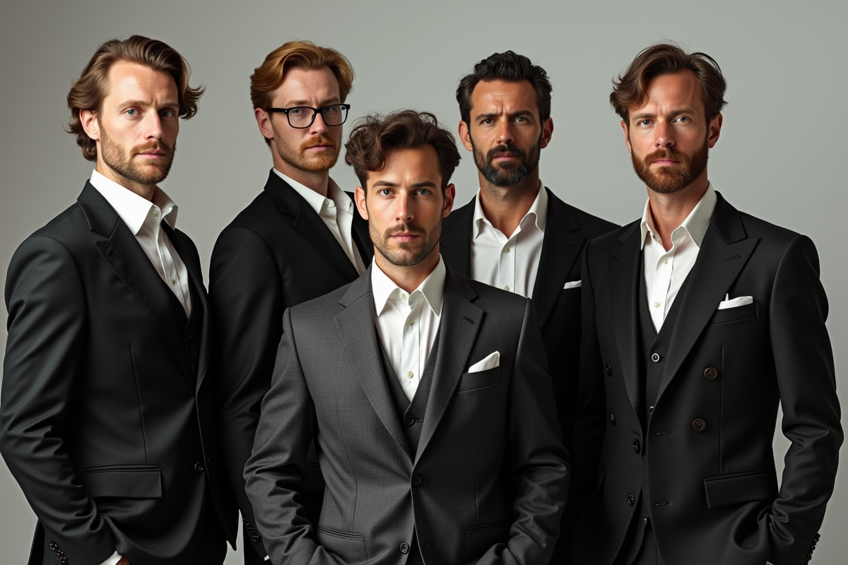 Groupe d hommes influents de différentes époques en studio