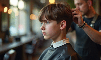 Jeune homme avec coiffure moderne dans un salon lumineux