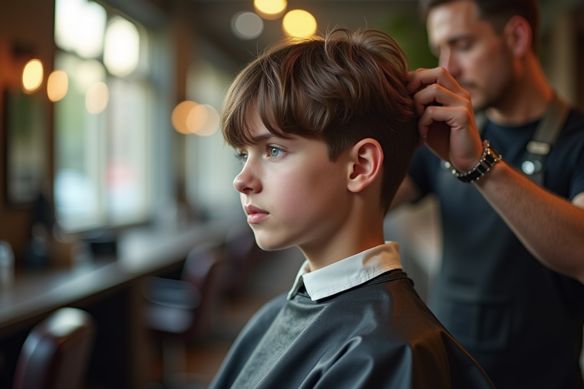 Jeune homme avec coiffure moderne dans un salon lumineux